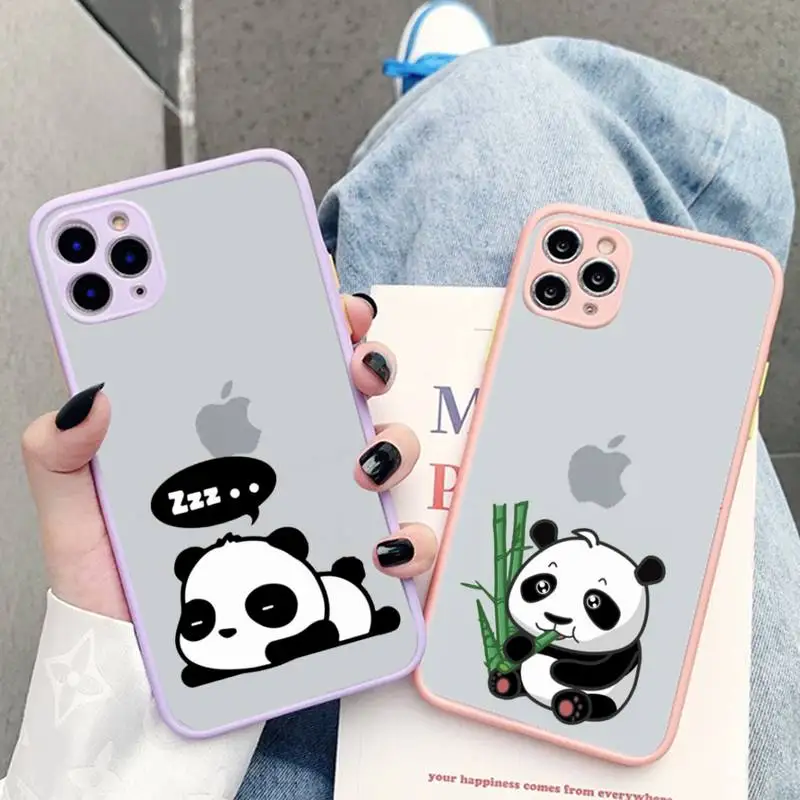 

MaiYaCa Cartoon Panda Phone Case for iPhone X XR XS 7 8 Plus 11 12 13 pro MAX 13mini Translucent Matte Shockproof Case