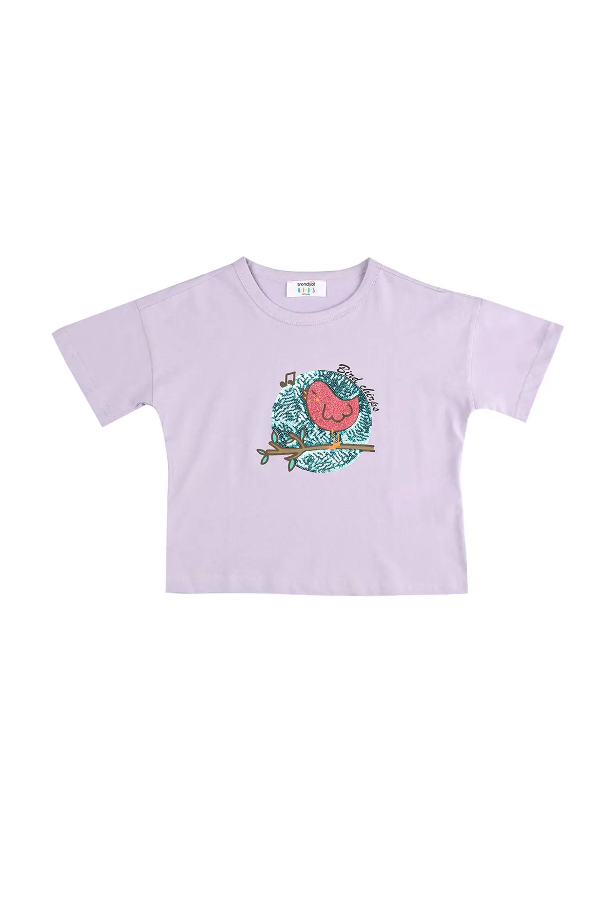 

Sequin embroidered printed girls knitted t-shirt TKDSS22TS00006