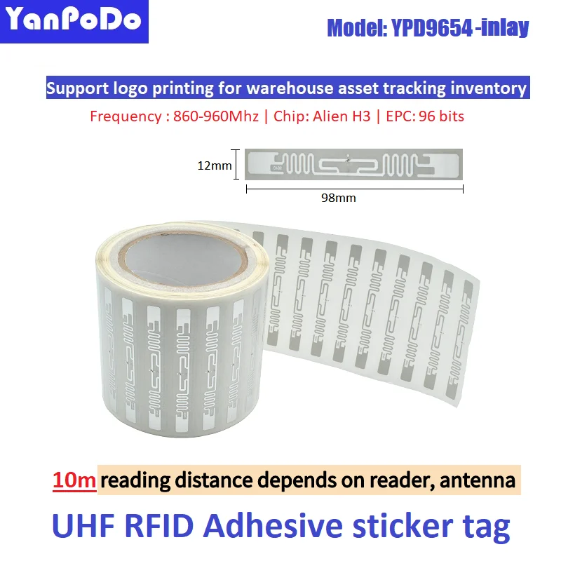 10 шт. образец большой радиус действия 1-12 м RFID UHF метки влажная инкрустация клейкая наклейка EPC Gen2 6C 860-960 МГц для отслеживания запасов активов