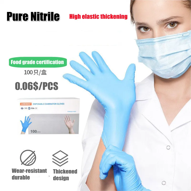 

100Pack Disposable Black Nitrile Gloves For Household Cleaning Work Safety Tools Unisex Latex Free Antistatic Gardening Gloves