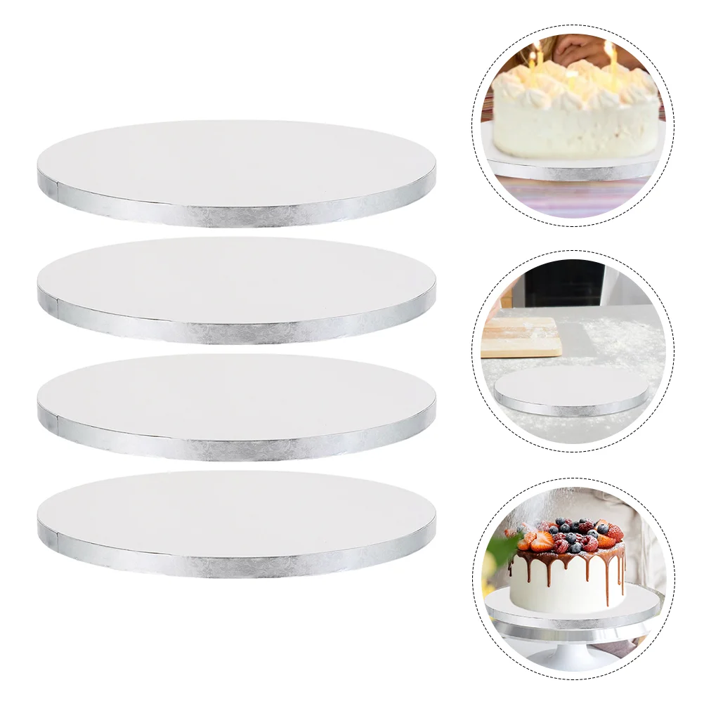 

4 Pcs Cake Transfer Board Turntable Cake Round Cake Base Cake Ring Dessert Display Tray Aluminum Foil Paper Cake Base