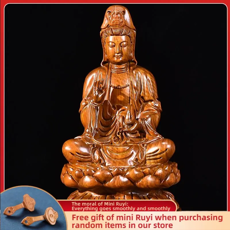 

Avalokiteshvara Amass Fortunes Solid Wood Carving Office Decoration Ebony Mahogany Artifact Artware New Home Propitious Gift