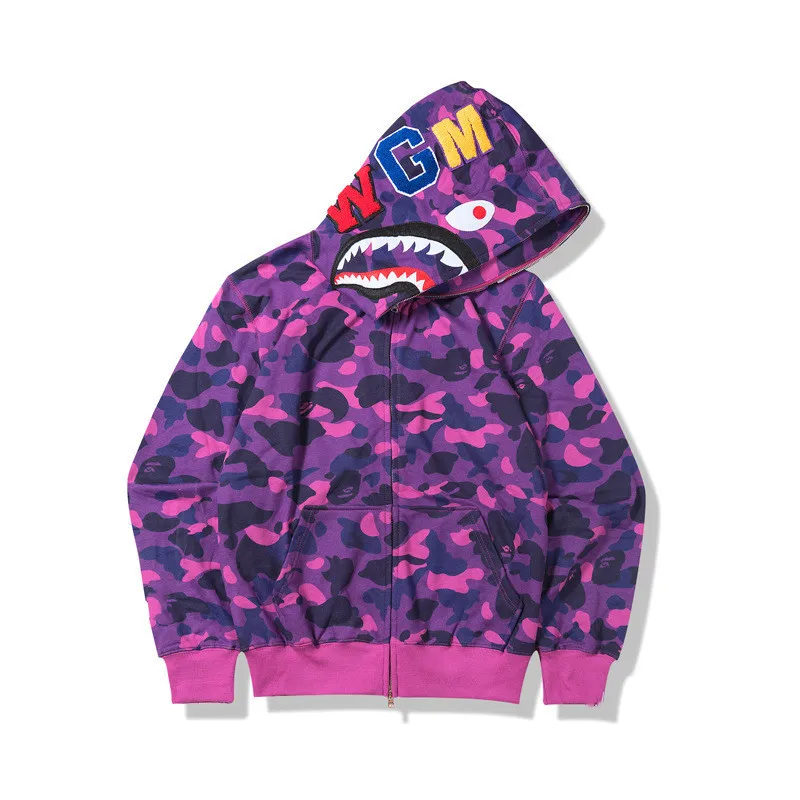 

2023 Spring and Autumn New Harajuku Shark Head 3D Printed Hoodie Zipper Sweater Embroidered Cardigan Hoodie