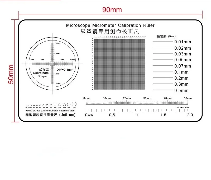 

Microscope Special Micrometer Correction Ruler Measuring Scale 0.1mm Object Scale Reticle Thickness 0.1mm