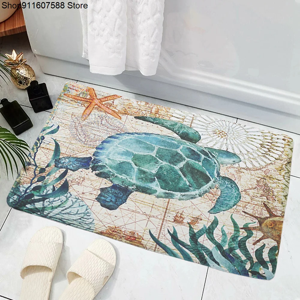 Морской живой напольный коврик для гостиной черепаха искусственная кожа ванная