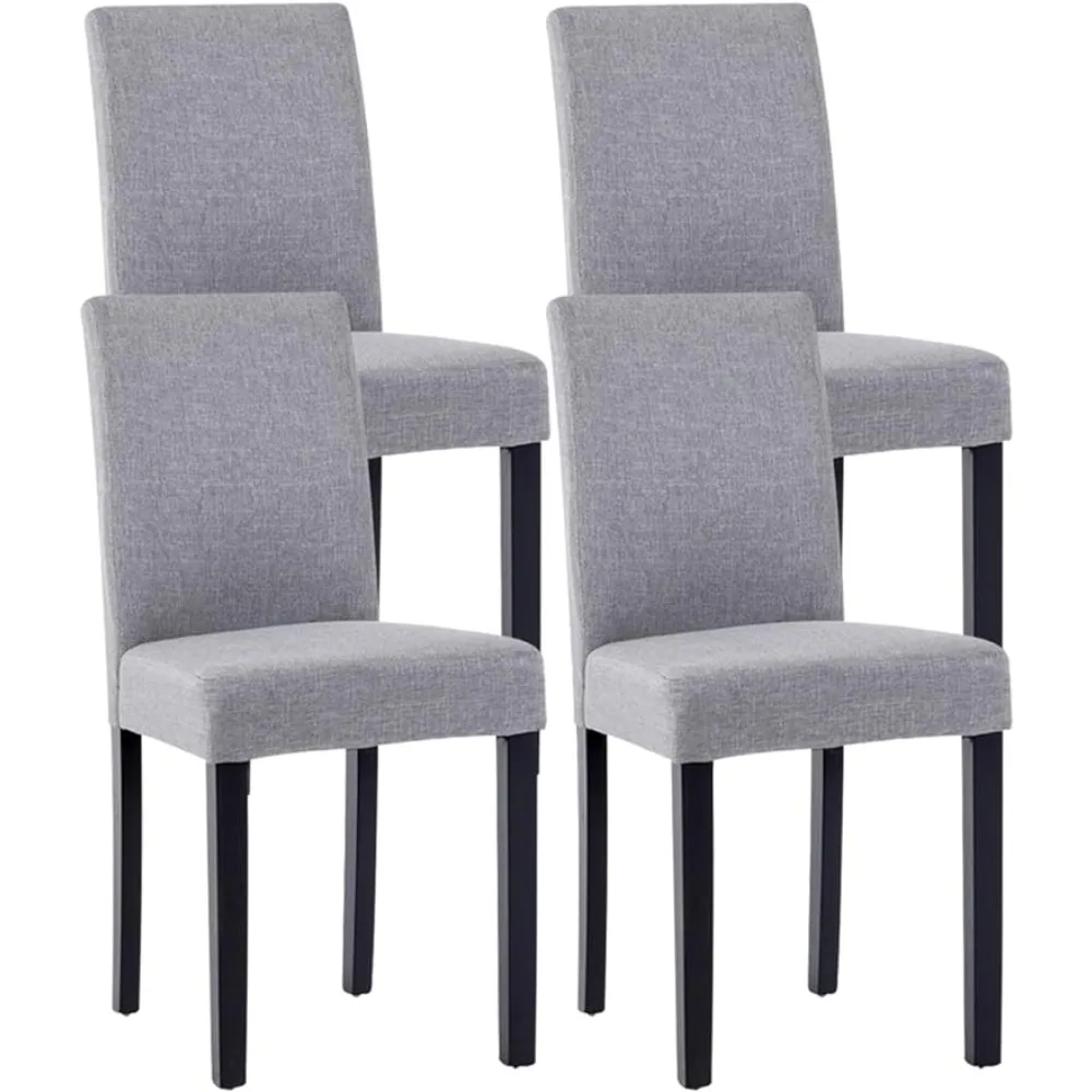 

Обеденные стулья, набор из 4 удобных кухонных стульев, боковой стул с толстыми мягкими сидениями, идеально подходит для гостиной, спальни, серый цвет