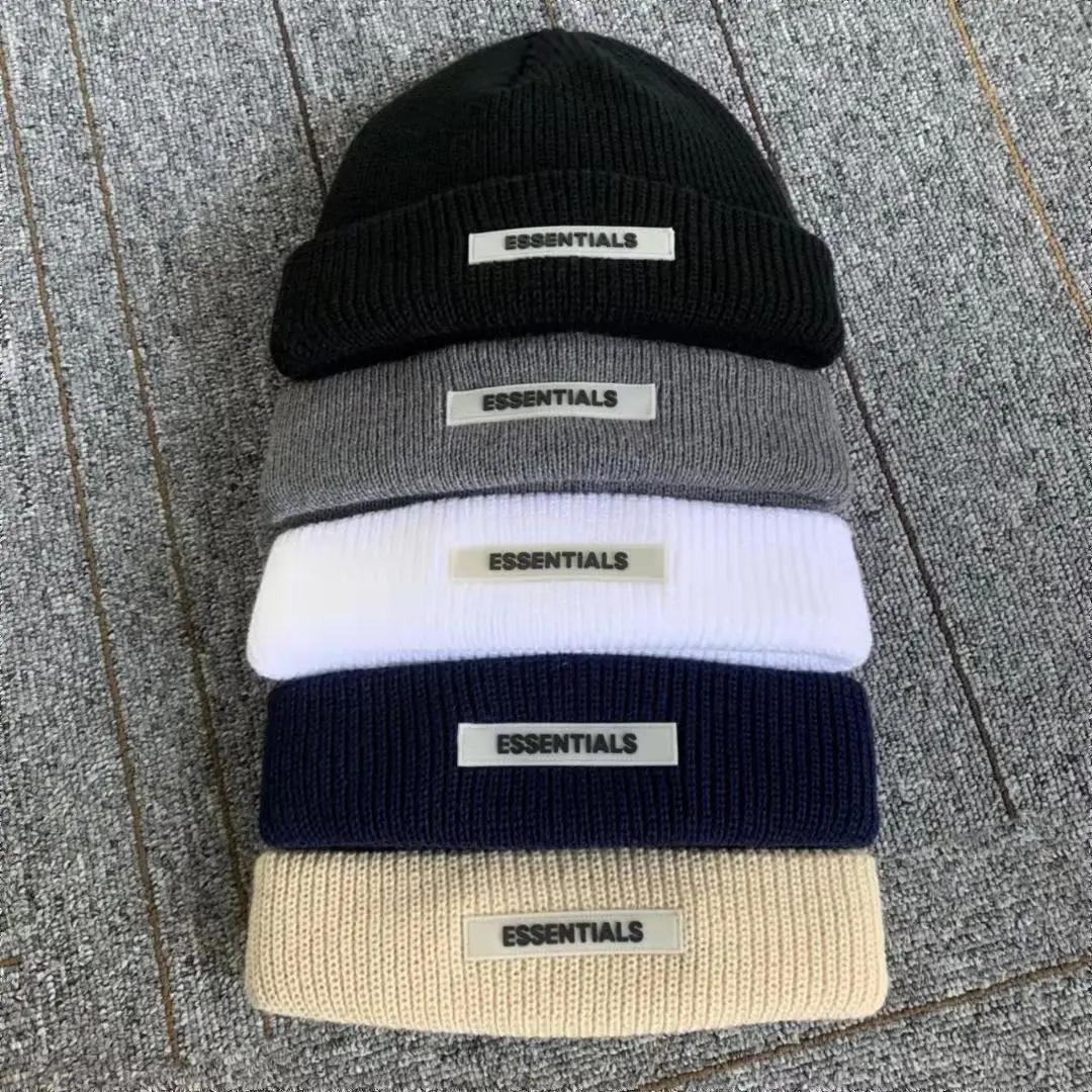 

Essentials Knitted Hats for Women Black Beanie Hat Winter Men's Hats Women Beanies For Ladies Skullcap Knitted Thick hat kanye