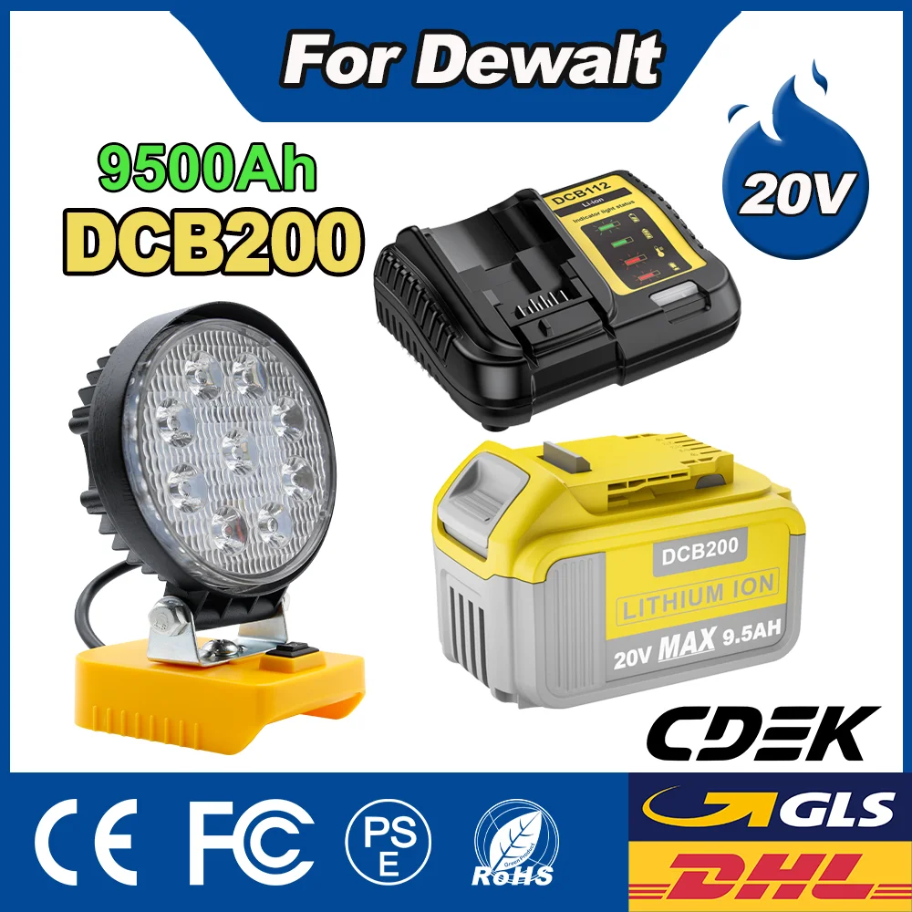 Фото 20 В 9500 мАч аккумулятор для Dewalt DCB200 Сменный аккумулятор для электроинструмента DCB200 DCB180 DCB181 DCB182 DCB206 DCB204 DCB201 DCB184 №1