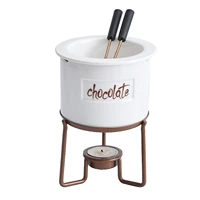fondue party set small ceramic mini chocolate melting pot set 350ml diy cookware kitchen accessories for housewarming birthday g
