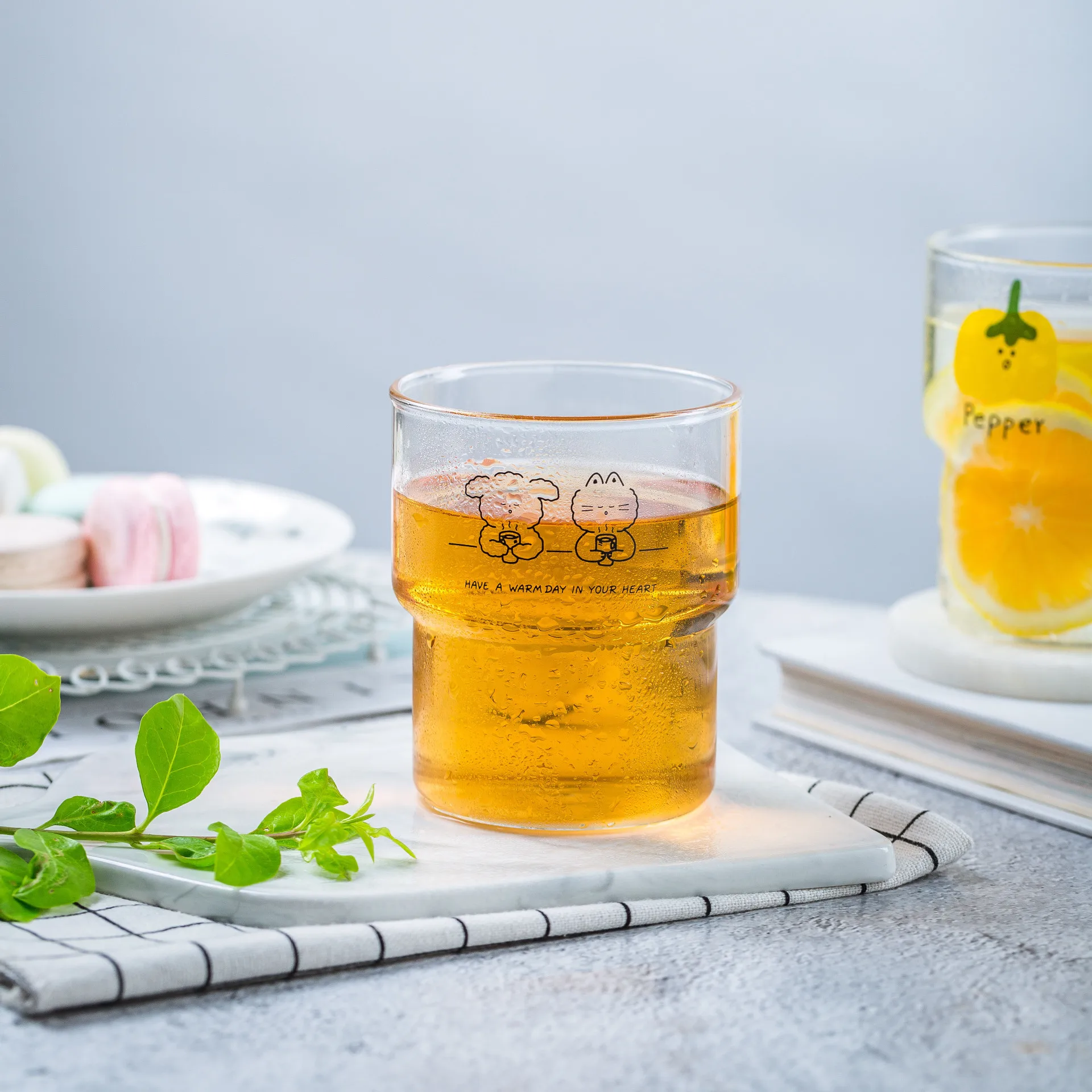 

400ML Cute Glass Cold Whiskey Cup Straw Wine Milk Beer Cola Juice Hot Drinkware Kitchen Dating School Cups