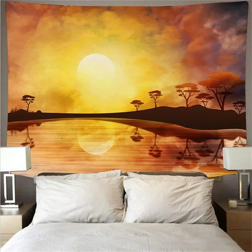 Красивый природный пейзаж красивые закаты большая волна пляж гобелен с голубым