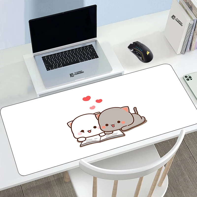 

Keyboard Mouse Mat Cute Peach Mochi Cat And Goma Large Pad Desk Xxl Mousepad Anime Mause Pc Gamer Kawaii Gaming Accessories Mats