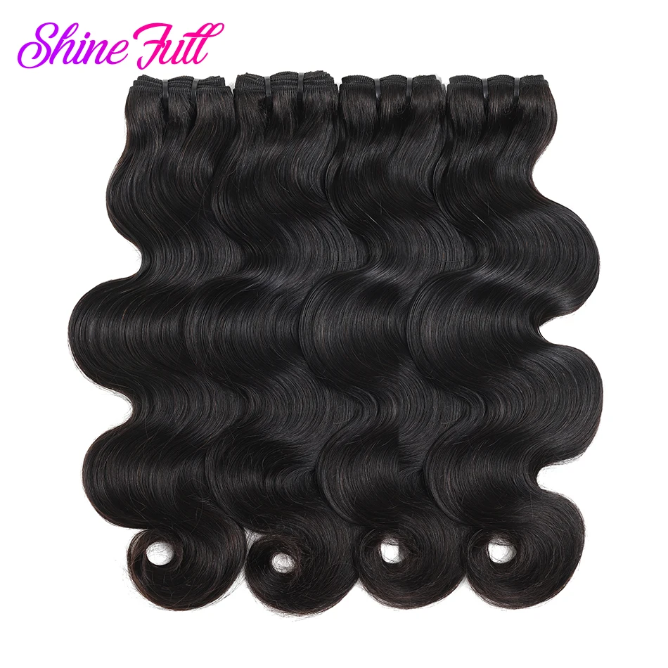 

Индийские волнистые пупряди 12 А, двойные натянутые человеческие волосы, 4 пряди с одним 5x5 волосами для наращивания, для черных женщин ShineFull
