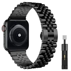 Металлический ремешок для Apple watch 38 мм 40 мм 41 мм 42 мм 44 мм 45 мм, роскошный браслет из нержавеющей стали, аксессуары для iwatch 7 6 5 4 3 2 1 SE