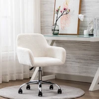 Home Office Chair Leisure Chair Upholstered Adjustable Furry Chair White Computer Chair