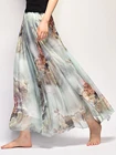 Модные шифоновые юбки с цветочным принтом, женская элегантная длинная юбка, повседневные пляжные юбки, женские летние женские юбки макси