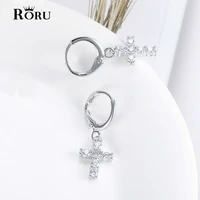fashion crystal crosses earrings platinum plated drop earrings bright cubic zirconia ear jewelry gift for women lady