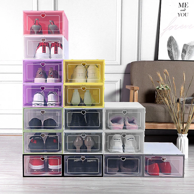 

2022 Transparent Shoe Box Shoes Organizers Thickened Foldable Dustproof Plastic Storage Box Stackable Combined Shoe Cabinet Sale