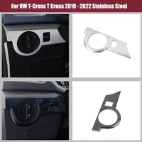 for vw t cross t cross 2019 2020 2021 2022 stainless steel car headlamps adjustment switch cover trim auto styling accessories