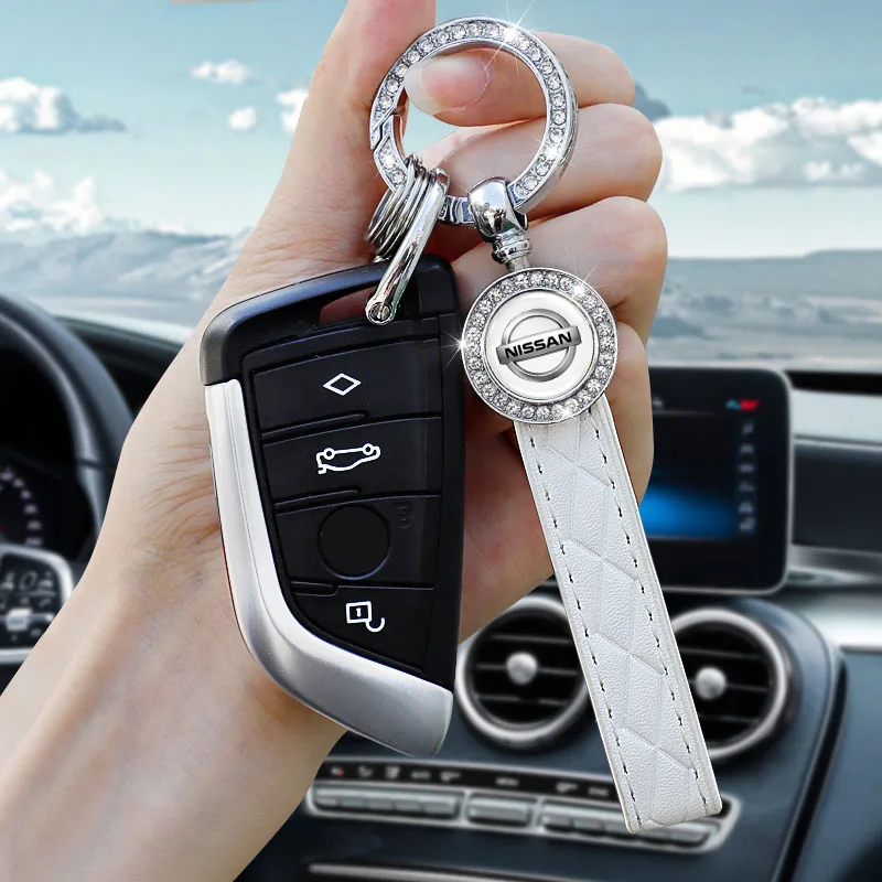 Брелок для ключей с алмазным кожаным ремешком, автомобильный держатель для ключей для Nissan Qashqai, Juke, Pulsar, Sentra, Altima, патруль, Micra, Rogue