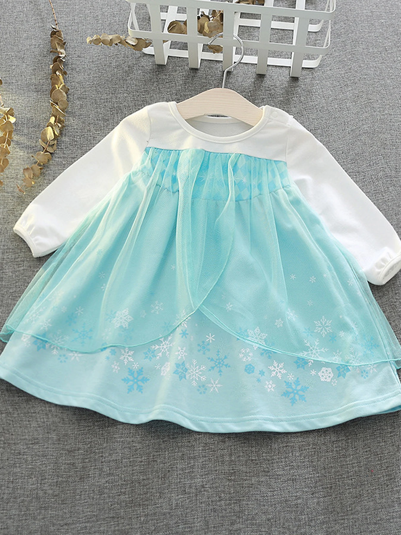 Платье Длиной До Колена Для Девочек С Длинными Рукавами И Круглым Вырезом —