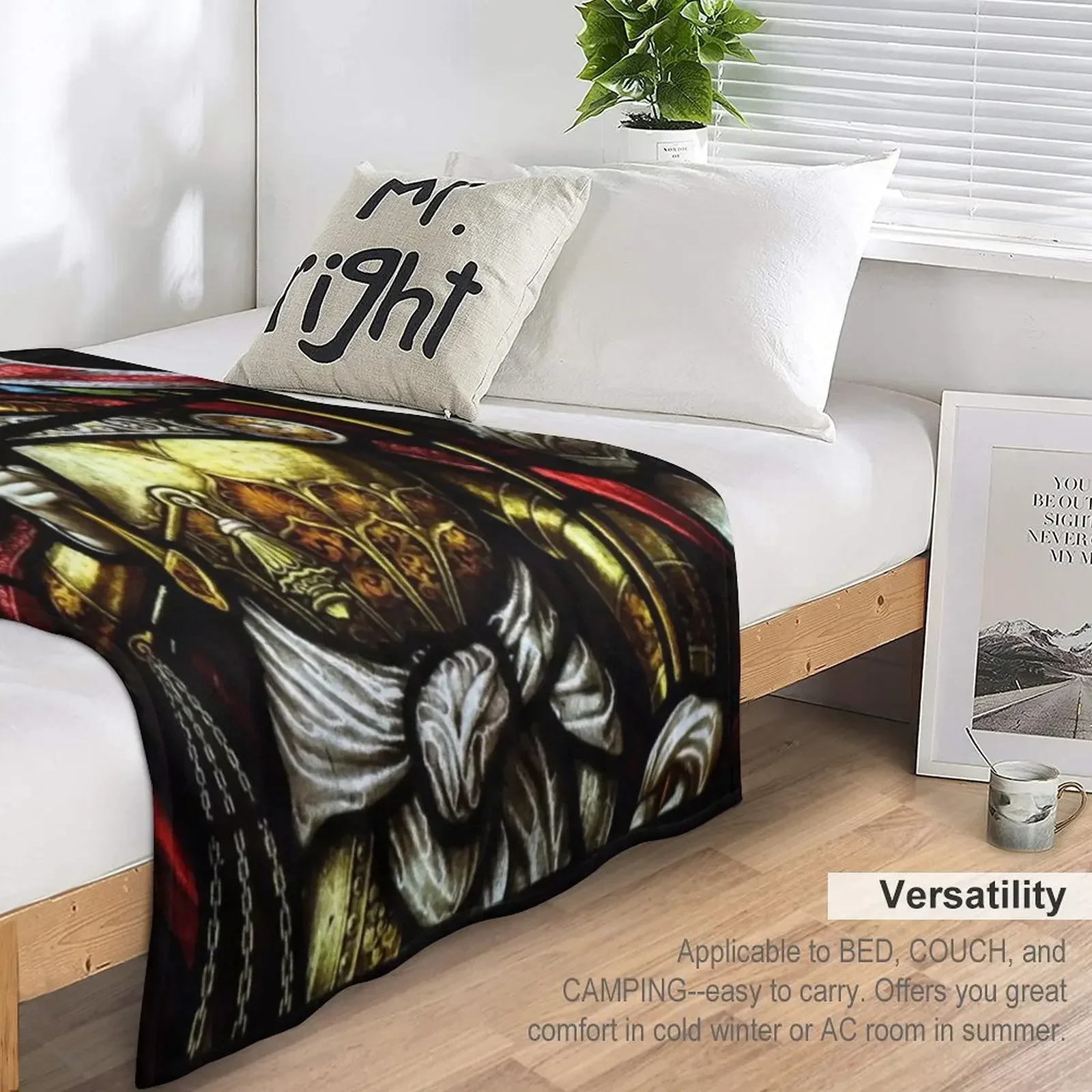 Одеяло HD из витражного стекла с изображением арчангеля Майкла Кристиана Креста