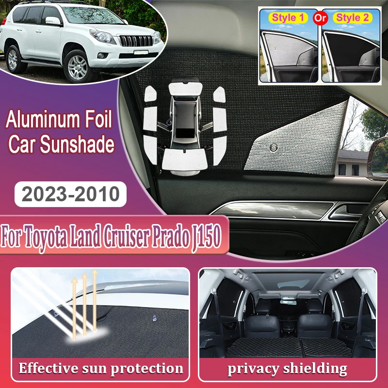 Фото Полностью закрывающие солнцезащитные шторки для Toyota Land Cruiser Prado J150, аксессуары для FJ150 LC150 2010~2023, козырьки на лобовое стекло и боковые окна. №2