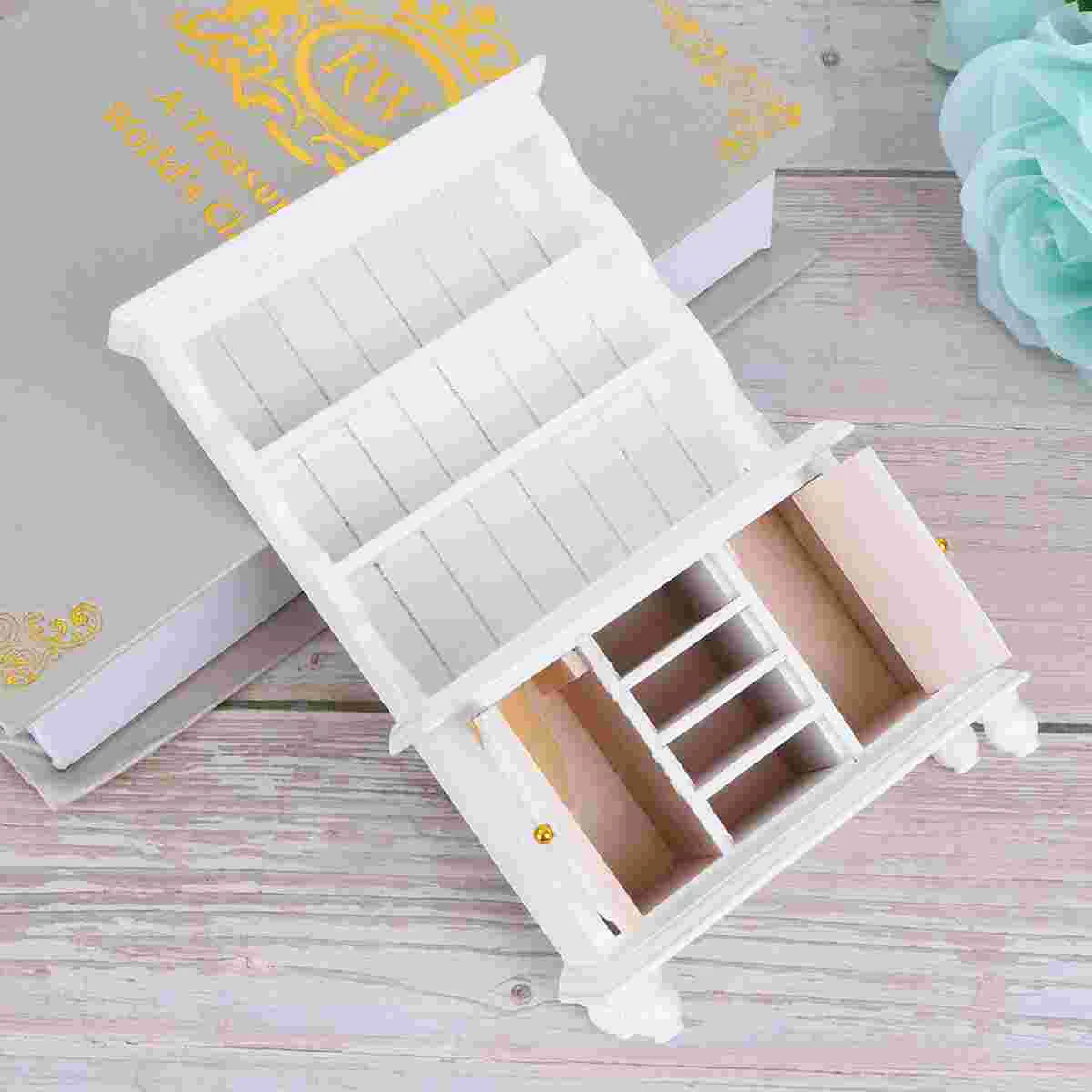 

Mini House Furniture Wooden Cabinet Miniature Accessories Dolls Bookcase Showcase