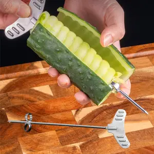 Stainless Steel Spiral Knives Creative Cucumber Rotary Cuter Spiral Coil Knife Household Fruit Vegetable Twist Knife Wobble Tool