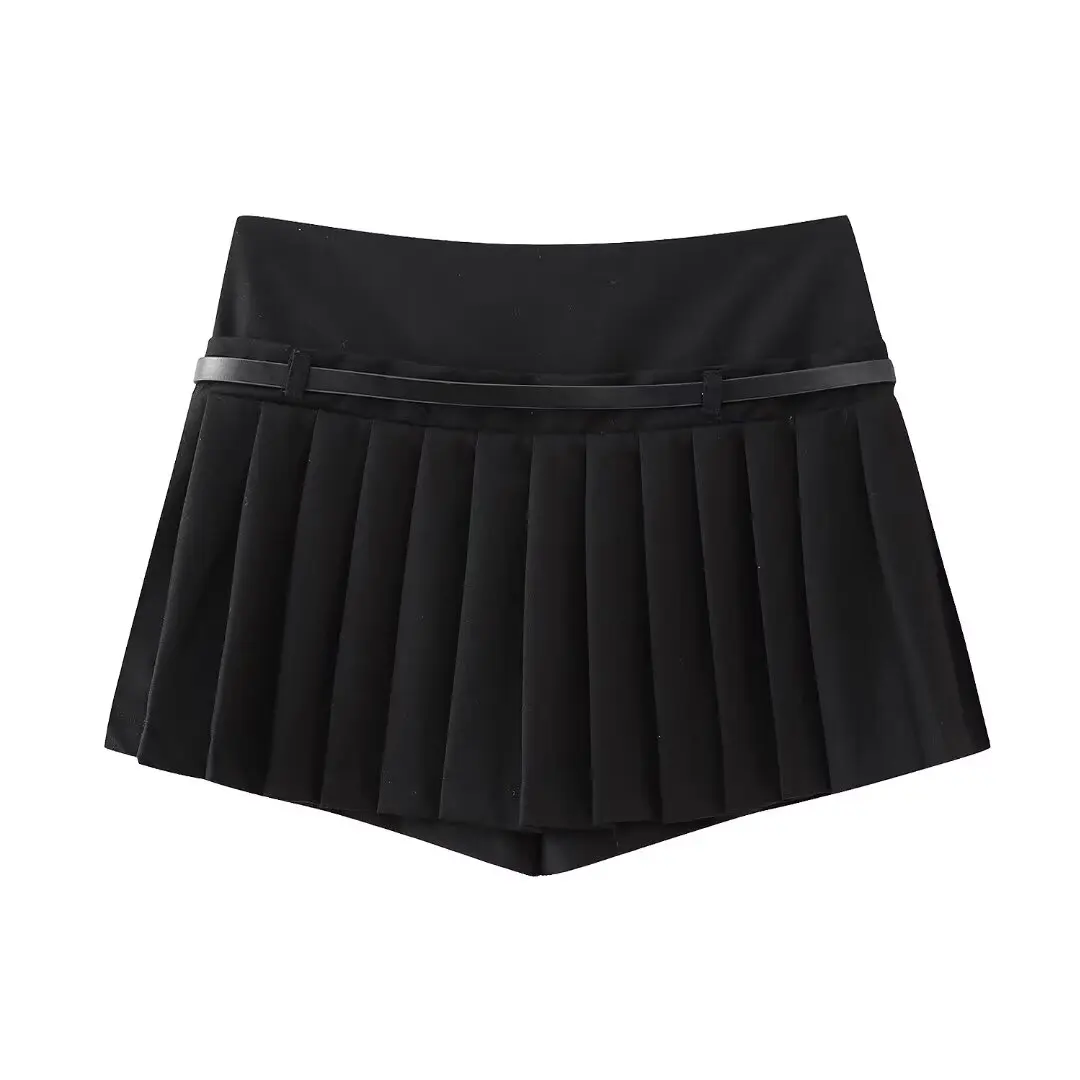 Модные Женские однотонные плиссированные мини-юбки DUOPERI шорты с высокой талией и