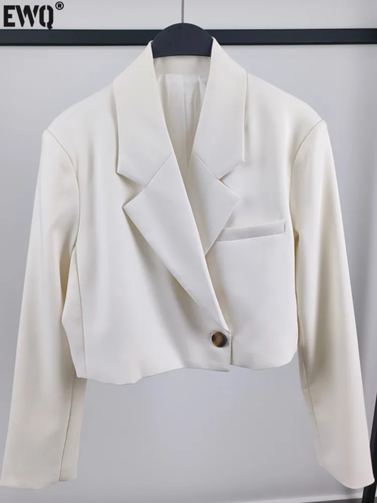 

Женский блейзер на одной пуговице [EWQ], белый элегантный офисный короткий пиджак для женщин, новинка сезона осень-зима 2023, женская одежда 16U4741