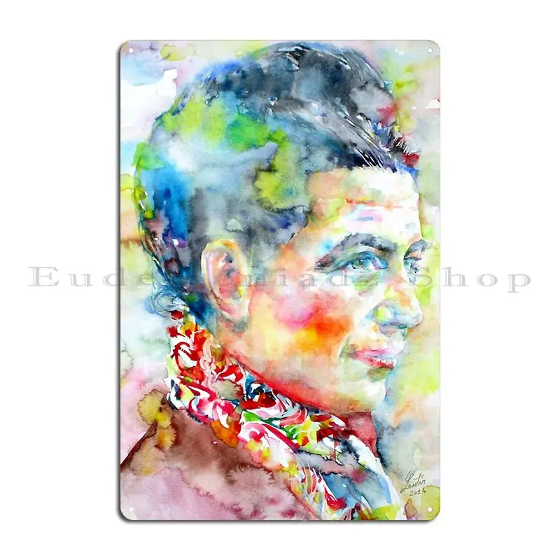 Simone De Beauvoir портрет акварели металлический знак Настенная роспись дизайнерская
