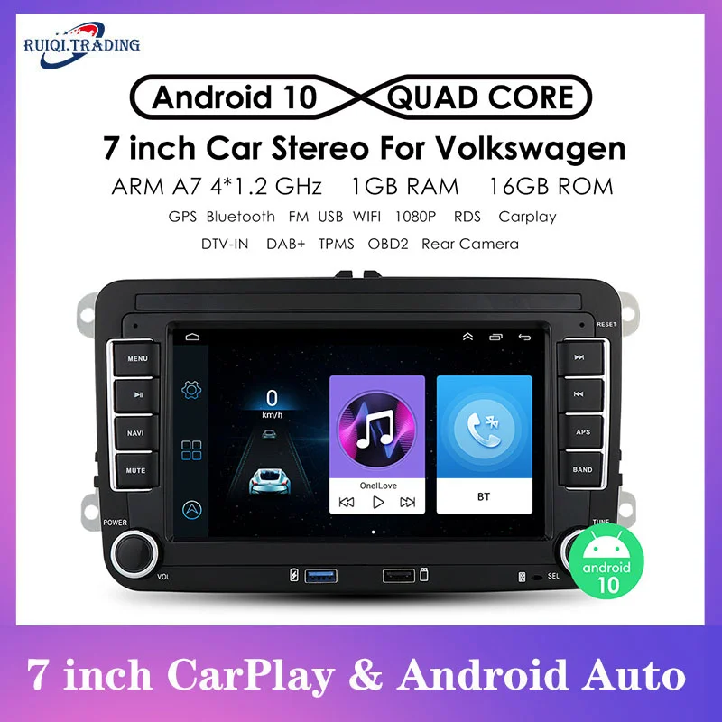 

2 Din Android 10 Car Radio Android Auto Carplay Screen 7 Inch Stereo Receiver Car Intelligent System for Volkswagen