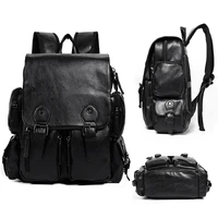men pu leather backpack travel multi pocket laptop school bag college big anti theft travel backpack black brown business xm11