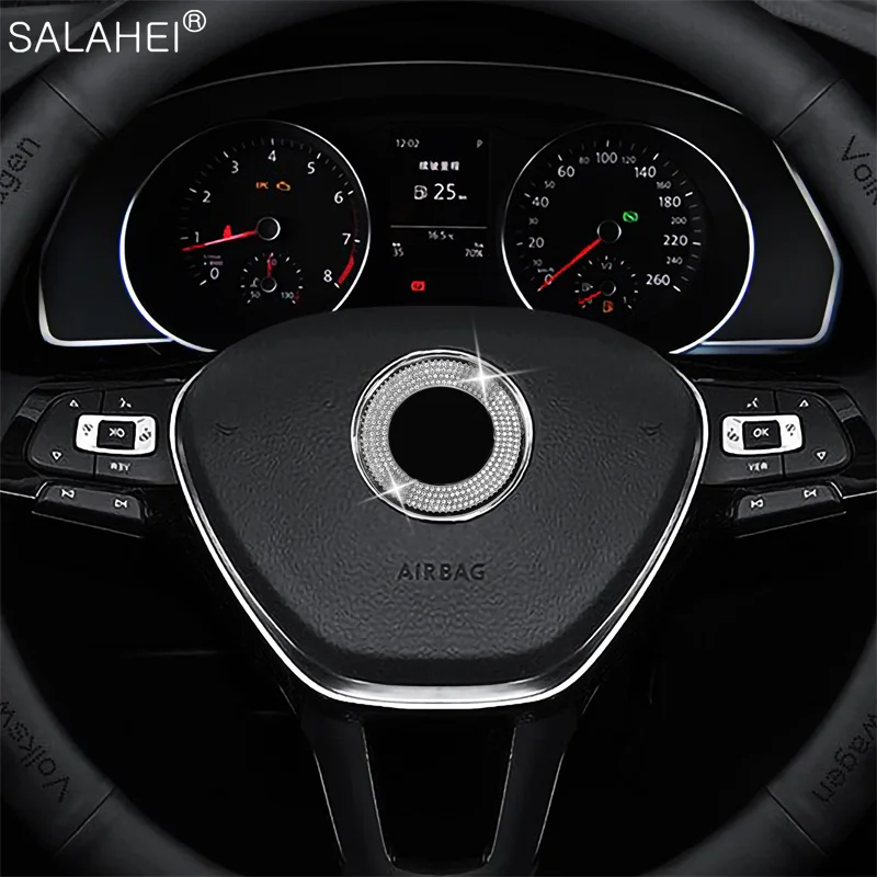 

Car Stickers Steering Wheel Diamond Decor For Volkswagen VW Bora Polo Tiguan Jetta Passat B5 B6 B7 B8 Golf Beetle Skoda Octavia