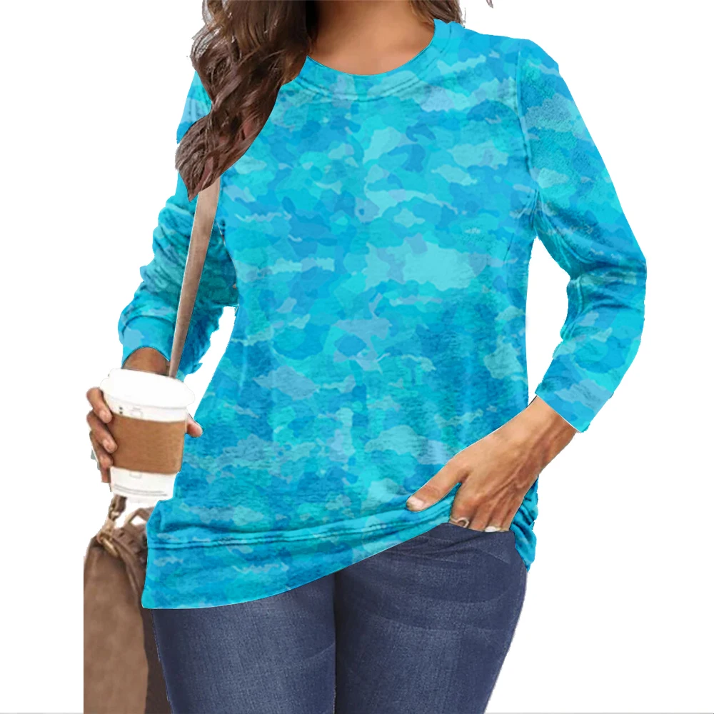 

Spring Women Casual Fashion Pullover Autumn Vintage New Printing Lady T-shirts O-Neck Long Sleeve Tops Blouses Plus Size