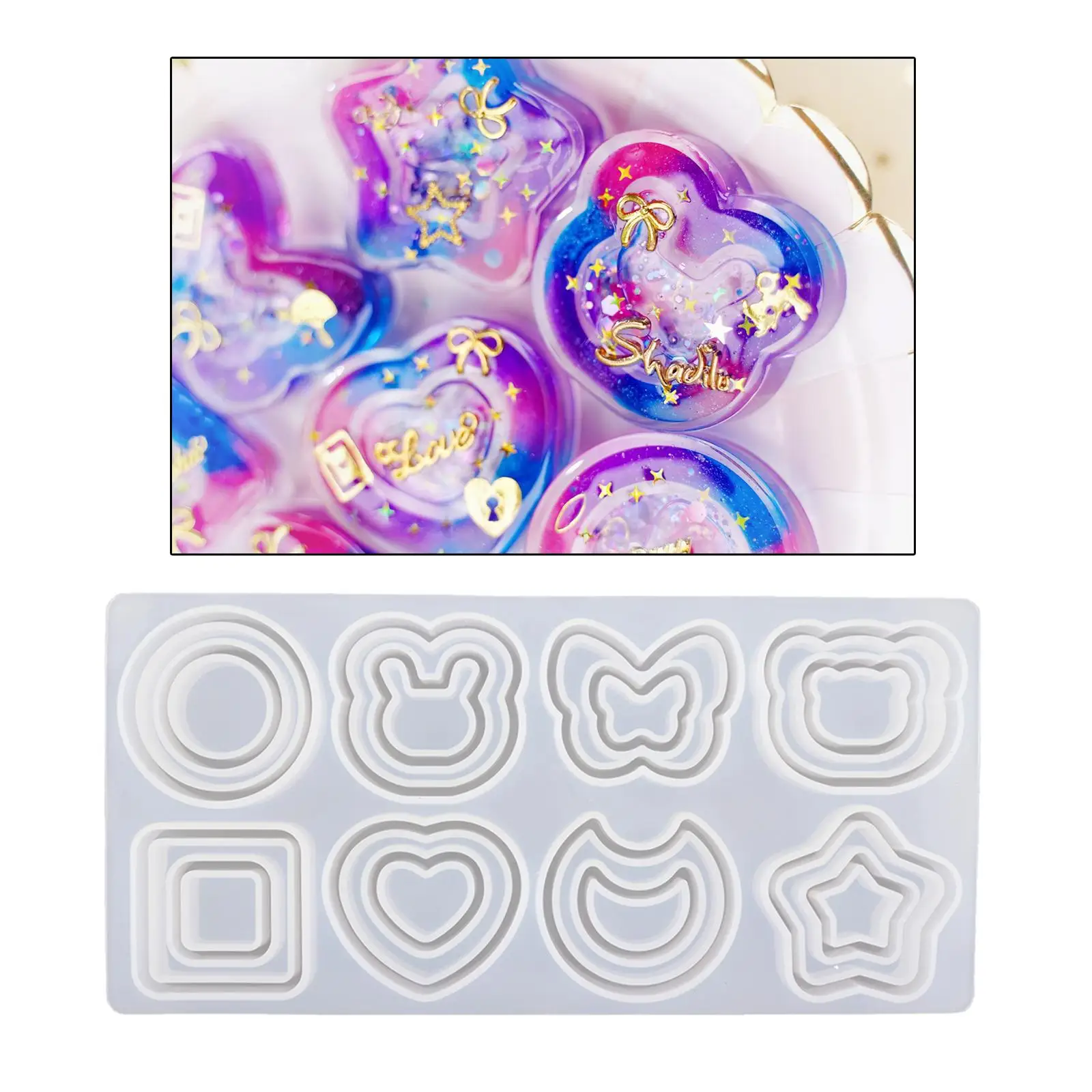 

Silicone Casting Bear Stars Circle Moon Shape Reusable Easy to Separate Flexible for DIY Candy Cake Decor Pendant Jewelry Crafts