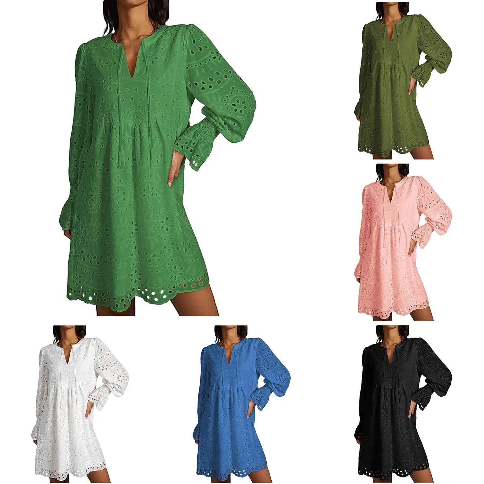 Платья по акции Повседневное платье с кисточками и V-образным вырезом длинным