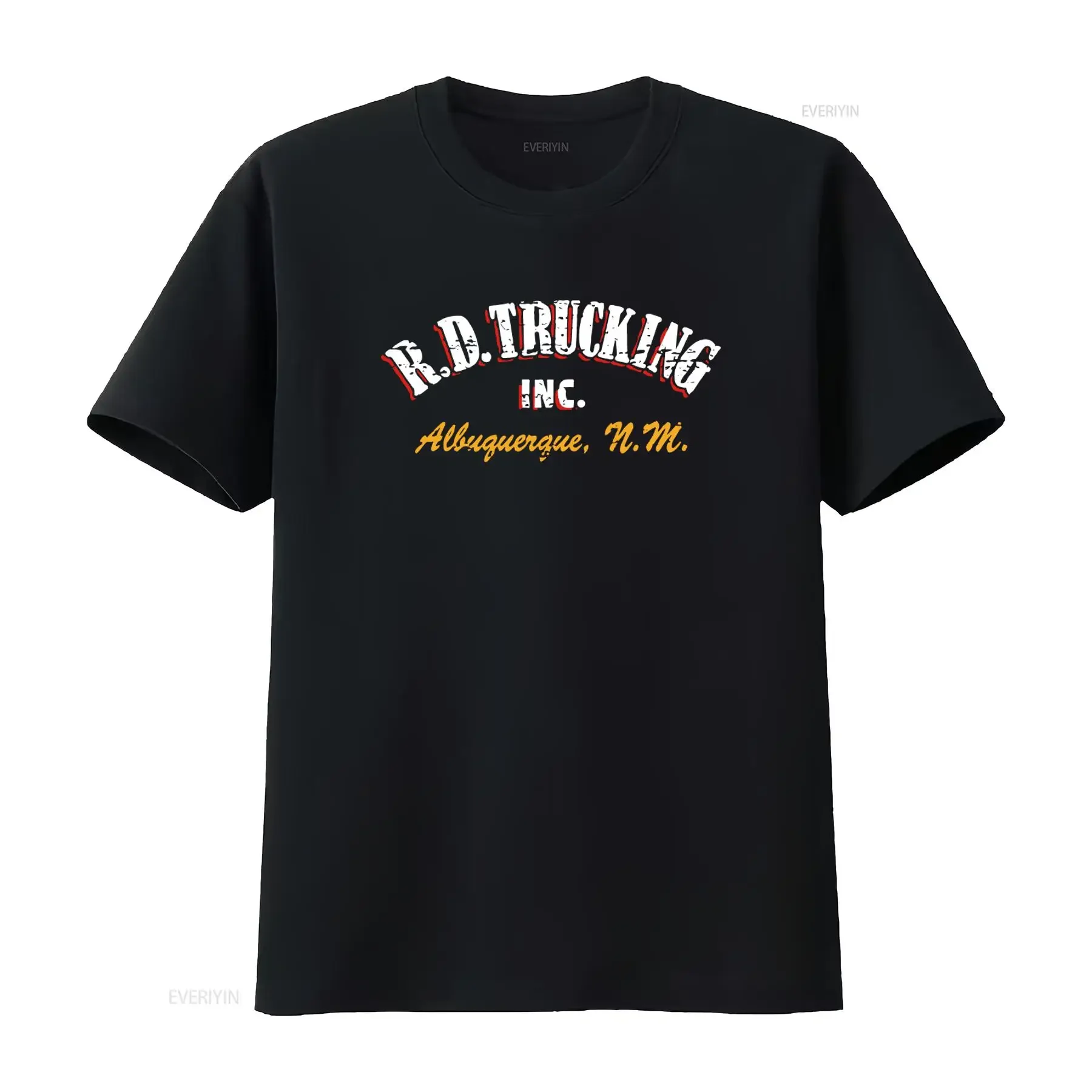 Фото Футболка R D Trucking Inc Albuquerque N M для мужчин, винтажный стиль, с принтом, дизайнерская одежда с эффектом потертости, удобная, с графическим рисунком №1
