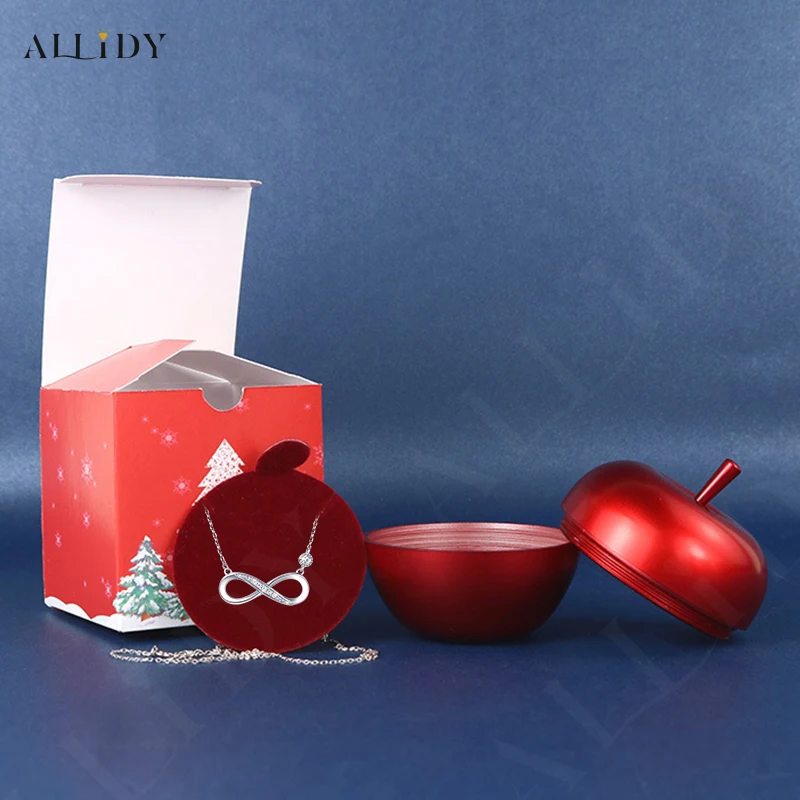 Рождественский подарок Яблоко Шкатулка для драгоценностей с ожерельем