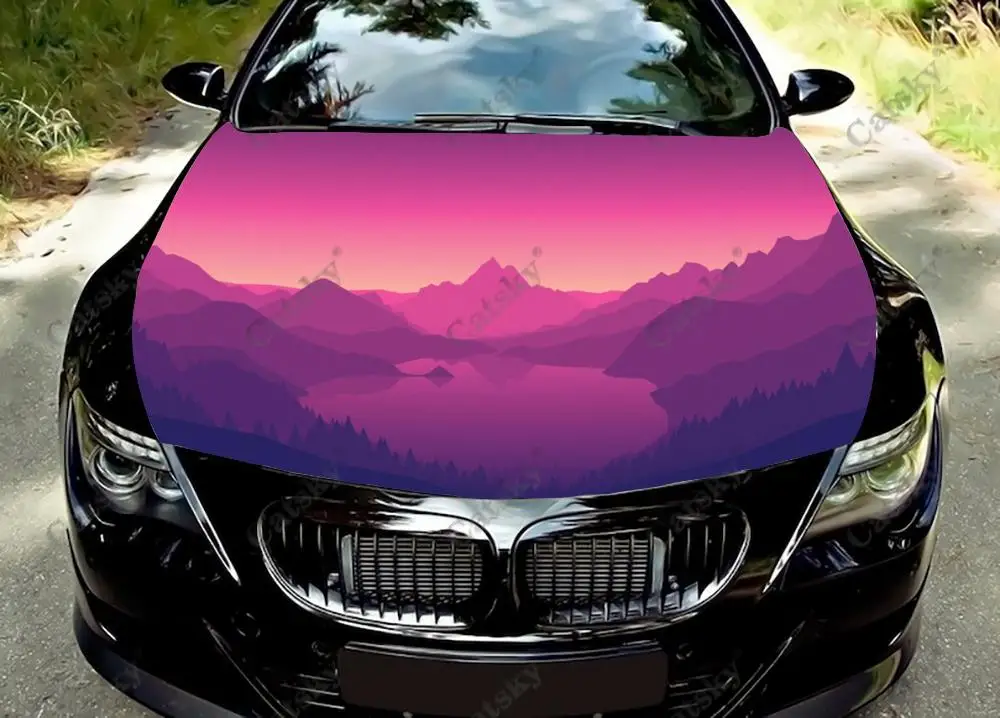 Виниловые наклейки на капот автомобиля с геометрическим принтом