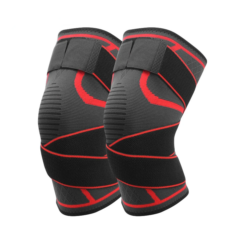 

1Pair Sports Knee Support Knee Brace Pressurized Elastic Knee Pads Support Basketball Volleyball Breathable Bandage