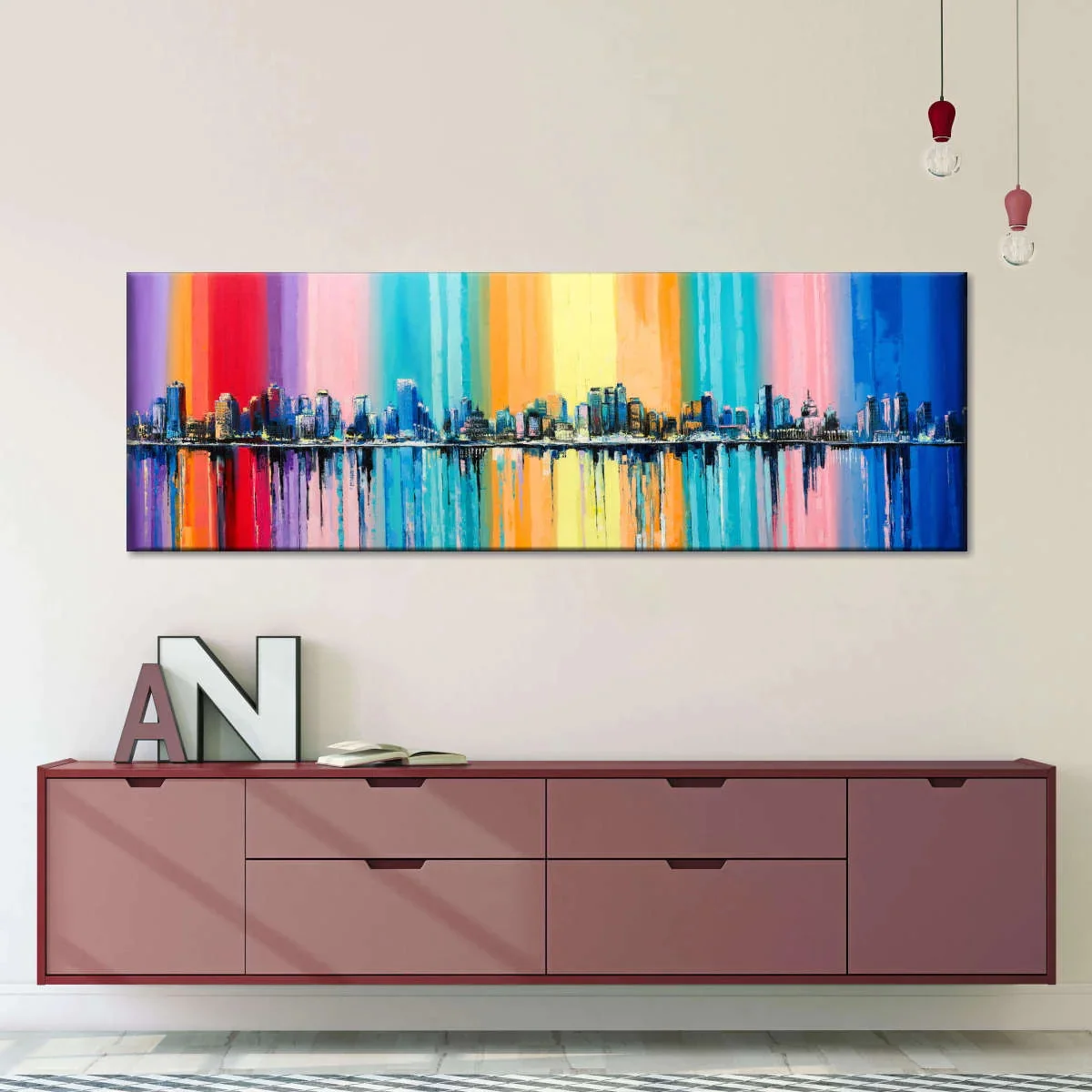 

Vibrant Rainbow Skyline Print Painting Poster Home Decor Wall Art Decoration Picture For Living Room Sofa Frameless