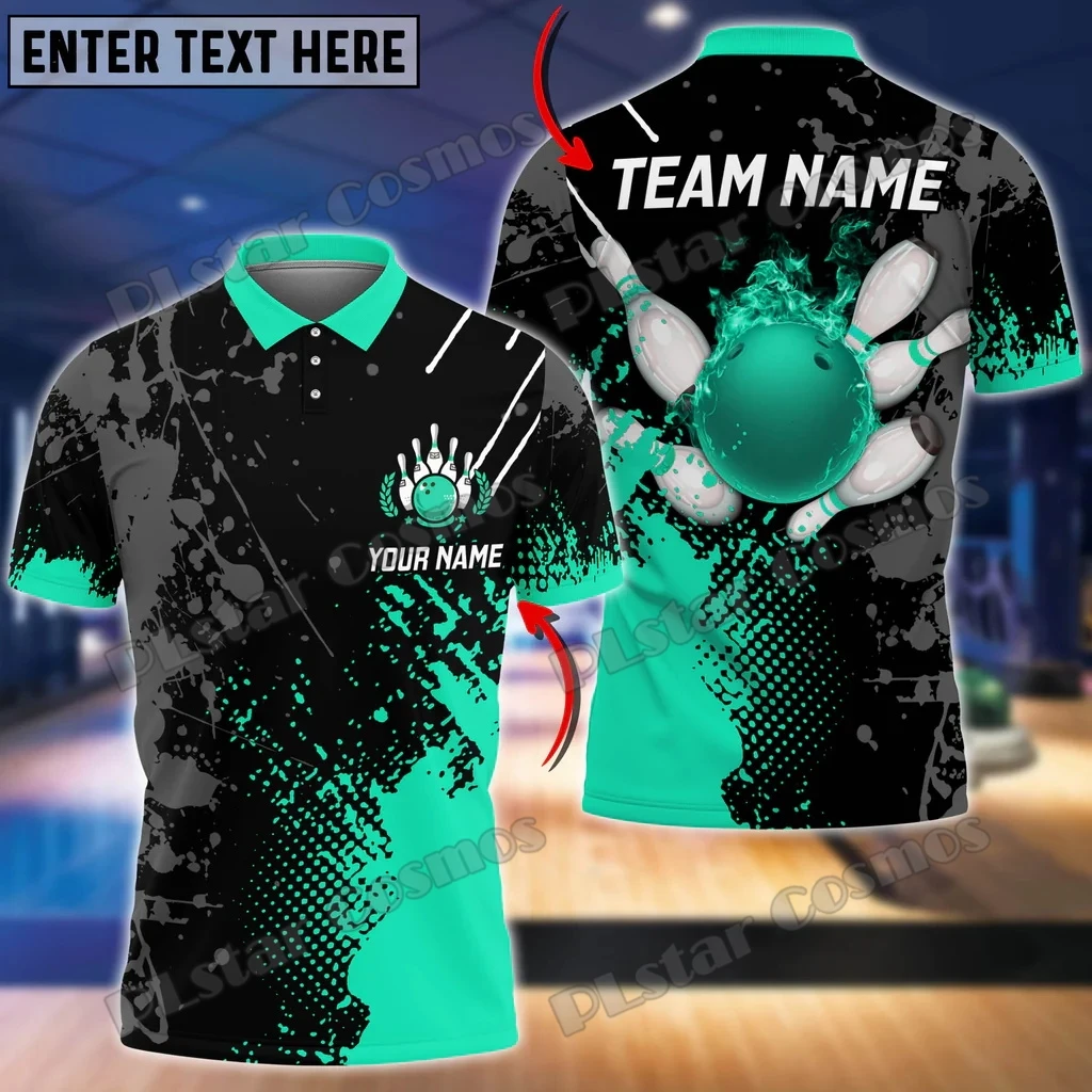 Футболка-поло WK119 мужская с 3D-принтом, модная рубашка-поло с рисунком огня и боулинга, Повседневная рубашка в стиле унисекс, лето