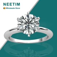 neetim 1ct 2ct 3ct real moissanite diamond ring with certificate fine jewelry wedding engagement band rings for women wholesale
