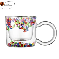 2 colors multicolor heart shaped quicksand cup creative double layer glass coffee mug milk tea juice cup water drinkware glass