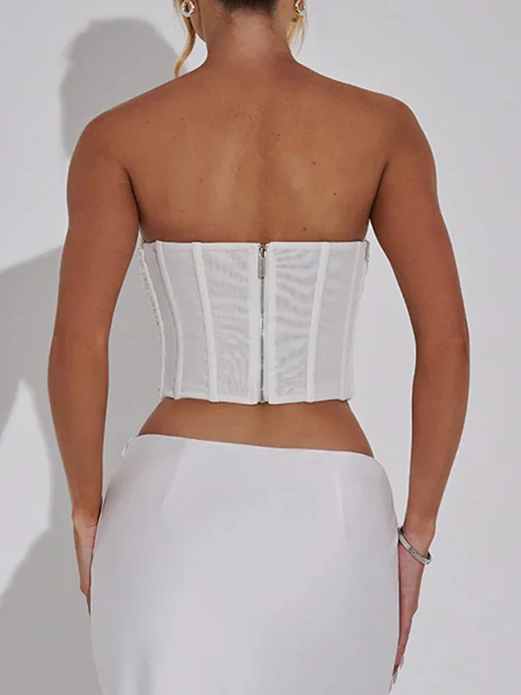 Женский укороченный Топ без бретелек Fantoye блестящий короткий топ с открытой