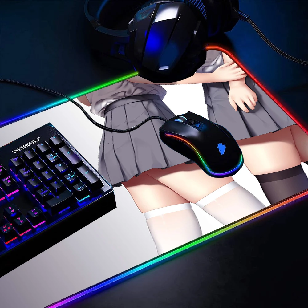 Соблазнительный игровой коврик RGB-подсветка аниме яркий для мыши