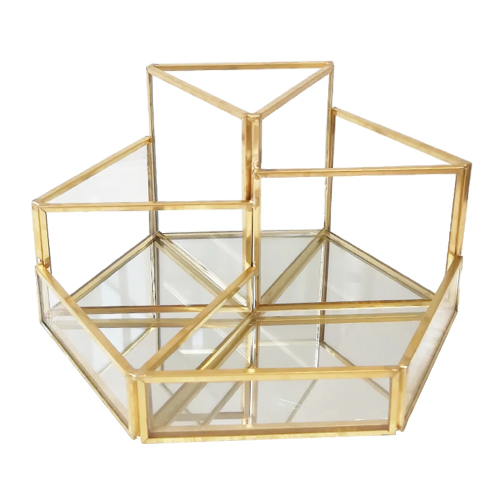 

Glass Makeup Organizer Jewelry Box Multifunction Display Case Lipstick Nail Polish Display Stand Makeup Brush Storage