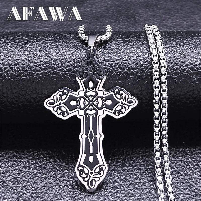 

Gothic Cross Pendant Necklace Stainless Steel Goth y2k Grunge Male Aesthetic Chain Necklaces Jewelry collares grunge N3378S02